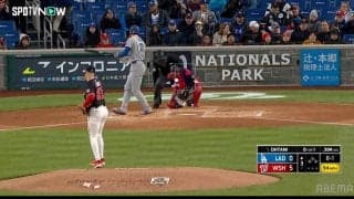 あわや直撃も…大谷翔平、相手捕手に“神対応” 打席で見せた振る舞いに実況感嘆「やさしい男」「紳士」