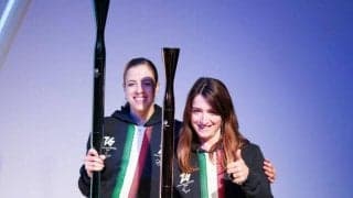 無駄をそぎ落とし万博で初披露、ミラノ五輪聖火トーチが一般公開