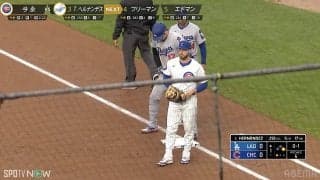 塁上でも“第2の勝負” 今永昇太の超速牽制に大谷翔平「ヒヤリ」 堪らず頭から帰塁…球場どよめき