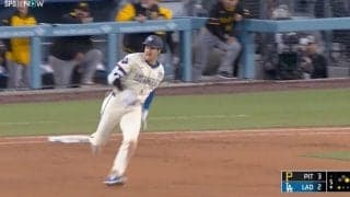 何が起きた…？ 大谷翔平、爆速三塁打で“まさかの珍光景”「これはw」「しゃあない」 相手野手に送球をあきらめさせる「速いなw」