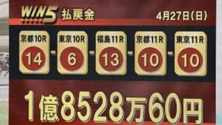 WIN5は1億8000万円超の払戻し…フローラSはカムニャックが快勝