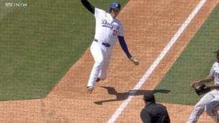 大谷翔平が「とんだ！」 激走スリーベース→一瞬の隙を付く“超速生還”に「実質ランニングホームラン」驚きの声続出