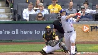 ウソだろ…鈴木誠也の弾丸アーチに“剛腕”スキーンズが呆然 たった「3秒で」着弾…凄まじい打球音、球場はどよめき