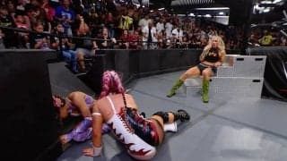 「野蛮すぎる」女子レスラーの“壁ドン”でバリケードが崩壊…衝撃タックルに味方も観客も「ドン引き」の一部始終