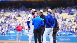 ド軍先発ゴンソリン、打者1人で異変発生　先頭打者に被弾直後→右手親指から出血