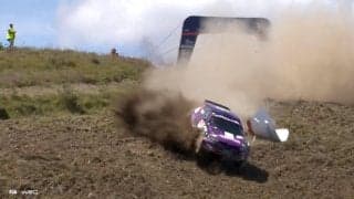 世界ラリーで崖下転落のアクシデント　マシン、何度も激しく回転もクルーは奇跡的に無事…X騒然