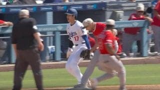 もうワケわからん！ 大谷翔平の足で“予想外の展開”「エグいw」「お手上げ」投手ドン引き… とんでもないスピードで加速する“驚速内野安打”