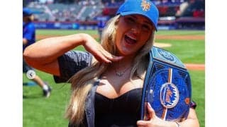 強靭な“金髪美女”がまさかの投球「ゴージャスだ」　ショーパン姿での振る舞いが「イケてる」