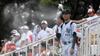 暑さ対策強化　ミスト噴霧器・クーリングタイム　高校野球京都大会