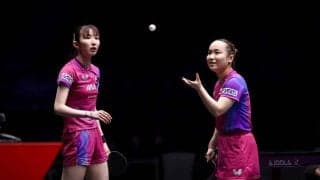 伊藤美誠、早田ひなへ25歳の誕生日サプライズで満面笑顔　“みまひな”ペアのダブルス復活戦はインドペアに逆転勝ち【卓球・USスマッシュ】