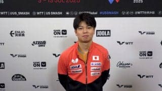 大金星の田中佑汰 「2-0から追い付かれたのは予想通り。第5ゲームは思いきってできた」｜USスマッシュ2025
