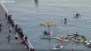 場外が大騒ぎ！大谷翔平、爆速着水弾で“まさかの光景”「やりすぎｗ」「海寒いだろ」 球場騒然の“衝撃シーン”が話題に