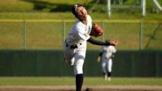 終盤のピンチしのいだ、アンダースロー　飯南のエース宮岡投手