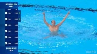 プールにジョーズが現れた！世界水泳AS、華麗な泳ぎを見せるイタリア代表選手、髪型まで“ジョーズスタイル”のこだわり