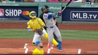 大谷翔平が174キロ驚速弾→テオスカーもグリーンモンスター越え特大弾…ド軍、驚異の2発にCY賞候補左腕は“唖然”→“呆然”