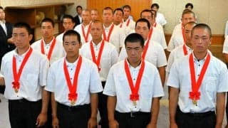 明豊の選手らが県庁訪問　高校野球大分県代表