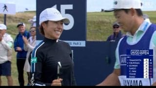 【動画】岡山絵里が5アンダー首位発進　17番ではフックラインを完璧に読み切りバーディ