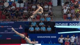 「0点です…」と解説者 飛込競技でドイツペアが痛恨の大失敗演技で虚しく響く入水音…会場内はシーン