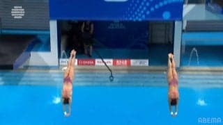 迫力ある回転から“ジュポン”シンクロ高飛込、メキシコペアの同時入水が耳にも気持ちいい