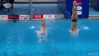 「大逆転での金メダル！」「いやまだあるので」衝撃の“中国超え”で実況も思わず先走り！完璧シンクロ＆圧巻の直角入水で“金確定”の最高演技