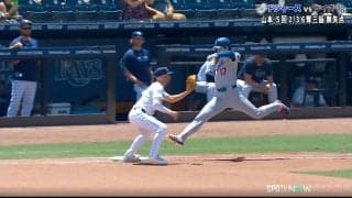 大谷翔平が「セーフ！」絶叫→笑顔 “フルスイング補安”の珍打も「実質イチロー」「はやすぎだろ」ファン驚き