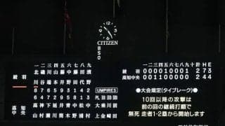 甲子園、午後10時超えも“異例”の試合続行　継続試合ならず…「10回のみ続行」