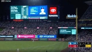 ウソでしょ？ 大谷翔平、爆速ロケット弾で“異常事態”「見えんｗ」185キロ“火の玉打球”が一瞬で消える「誰も動かない」