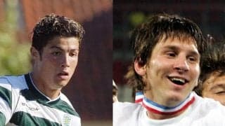 サッカー界の二大スーパースターが10代の「若手」だった頃　ロナウドは快活に語り、メッシの声はとても小さく...