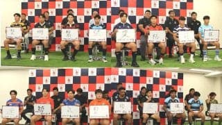 早稲田大学は『繋』、帝京大学は『粘』。今年のチームを表す漢字一文字。関東大学ラグビー メディアカンファレンス