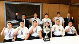 地元開催V、鳥取城北「絶対優勝」の目標果たす　高校総体の相撲団体