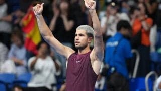 世界1位アルカラス 左足首を痛めるアクシデントを乗り越えて世界41位にストレート勝ちで2回戦へ[木下グループジャパンオープン]