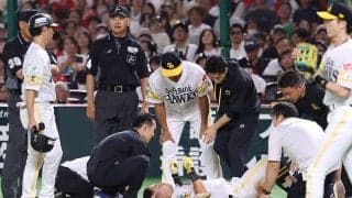 救急搬送の中村晃は「後頭部の打撲」　自ら取材対応…塁審と激突「最初何が起こったか」