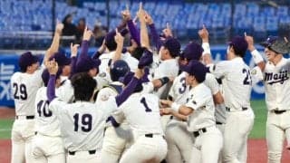 明大、5季ぶり44回目の優勝　ドラ1位候補の小島＆毛利が活躍…早大は史上最長タイ4連覇ならず