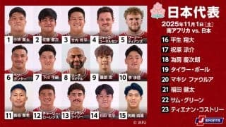 佐藤健次、矢崎由高が先発。 ラグビー日本代表は、若い力で世界王者・南アフリカに挑む
