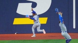 ド軍戦で珍事…打球がフェンスの隙間に挟まる　打者は本塁突入も結果は二塁打