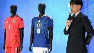 サッカー日本代表、W杯ユニホームお披露目　コンセプトは「水平線」