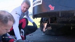 ぶつけた車を自ら修理！ラリージャパン、足回り破損も“直して走る”驚きの光景 応急処置でまさか…ステージ復帰の“荒技”