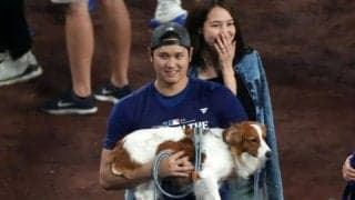 大谷翔平の愛犬デコピンも「3年連続でMVPを獲得した」とMLB公式X　2年連続“逃走”もご愛嬌「なんやこの幸せ満載感は!!」