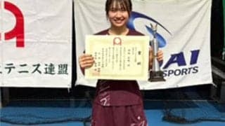  津田梨央 インカレ室内で単複2冠 