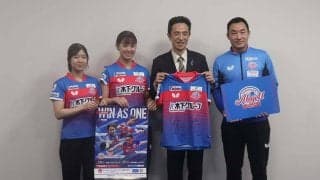 KA神奈川が6年ぶりの横浜開催へ表敬訪問　長﨑美柚「最高のプレーを」櫻井花「2連覇へ全力サポート」【Tリーグ】