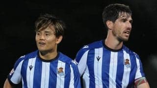 ｢初めて見たかも｣｢打点高いし上手すぎる｣ソシエダ久保建英が“プロキャリア初”渾身ジャンプからの技ありヘッド弾！ 開幕節以来のゴールに“謝罪”パフォーマンスも