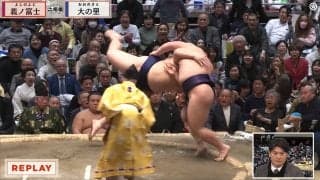 大相撲初場所、上品な和服姿の美人女優が“ひやり” 義ノ富士、連日金星に館内騒然の陰で“あわや”の一コマ