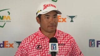 松山英樹は6連続バーディなど暫定単独2位　名物の16番パー3は「不思議な感じ」