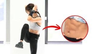 8分で縦スジに近づく。脂肪を燃やして腹筋を浮かせる全身メニュー