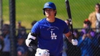 大谷翔平が初の実戦打撃　四球＆見逃し三振も…山本由伸が熱視線「かっこいい」