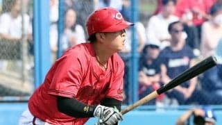 右でも左でも快音連発…広島ドラ1が「開幕スタメンある」　衝撃“.429”が「えげつない」