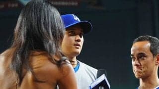 大谷“相棒”が突然登場「ご本人??」　早くも大注目…ド軍美人レポーターも「やったね」