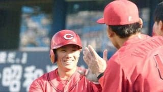 広島・ドラ３勝田  「びっくり」“プロ１号”２ラン含む３安打４打点　開幕１軍大前進「センター意識しながら明日も試合に」