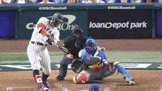 【WBC】マツダスタジアムでも虎党の歓声響く　試合前練習中に佐藤輝明＆森下翔太が逆転劇