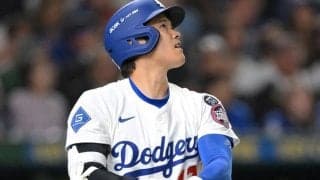 大谷翔平　特大の左飛に本拠地がどよめく　飛距離１０８・５メートル　直球にやや詰まるもフェンス手前１メートルまで飛ばす　キャッチされタメ息に